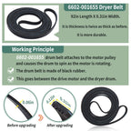 Upgraded Dryer Repair Kit Compatible with Samsung Dryer Roller Replacement Kit, for DC97-16782A Dryer Roller, DC93-00634A Idler Pulley, 6602-001655 Belt (6 Roller White Spacer)