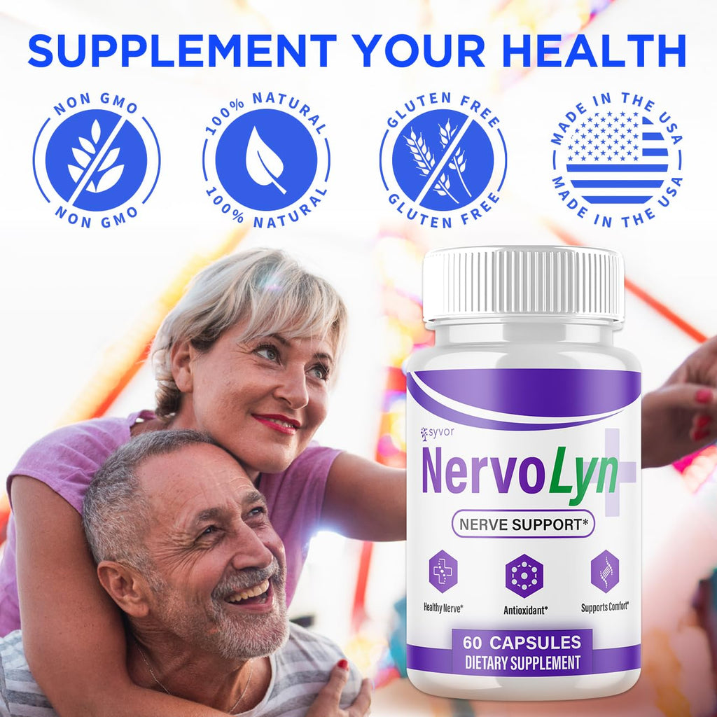 (3 Pack) NervoLyn Capsules, Official Nervo Lyn Supplement Pills with All Natural Ingredients, NervoLyn Advanced Formula Nerve Support Supplement with Premium Vitamins for Women & Men (180 Capsules)