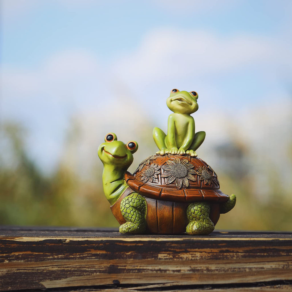 Cmrweio Frog Garden Statues Outdoor Decor, Resin Turtle Frogs Garden Animal Statue Waterproof, Outside Frog Figurines for Yard Patio Lawn Decorations Gardening Gifts for Women
