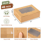 TOMNK 48pcs Cookie Boxes with 3 Style Window,8x6x2.5in Brown Bakery Boxes