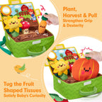 hahaland Baby Toys 6-12 Months - Fruits Vegetables Garden Plant Plush - 6 Month Old Toys Montessori Sensory Toy Carrot Flower with Rattles Mirror Squeaker Textures Crinkle Tissues Christmas Baby Gifts