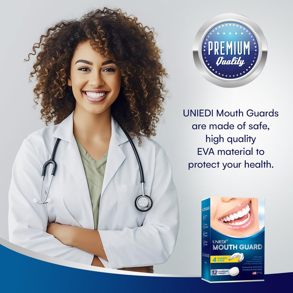Mouth Guard for Grinding Teeth at Night: Moldable Sleeping Mouthguards for Grinding & Clenching - Custom Fit Nighttime Guards for Adults with 12 Cleaning Tablets