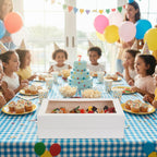 Moretoes 10pcs 14x10x4in Sheet Cake Boxes with Cake Board, White Rectangle Bakery Boxes with Window, for Quarter Sheet Cakes, Donuts, Cupcakes, Brownie&Pie For Graduation