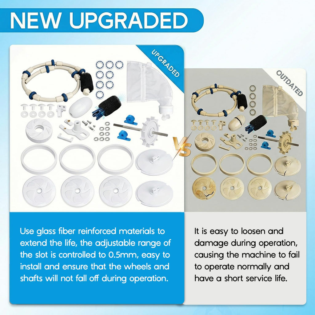 Upgraded Pool Cleaner Rebuild Repair Replacement Fit for Polaris Zo-diac Automatic 280 TR28P with Wheel, Tire, Drive Shaft, Turbine Bearing, All Purpoe Bag, Sweep Hose, Wheel Bearing, Tailsweep Pro