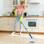 18" Professional Microfiber Mop Floor Cleaning, Flat Mop with Stainless Steel Handle,360-Spin Head with 2 Reusable Washable Pads, Microfiber Wet and Dust Mopping for Hardwood and Tile,Blue