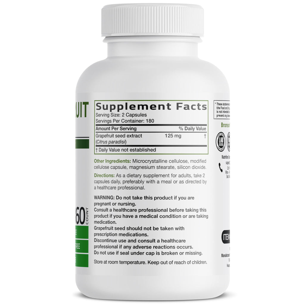 Bronson Grapefruit Seed Extract Citrus Paradisi Supports Immune Health & Helps Maintain a Healthy Gastrointestinal Tract - Non-GMO, 360 Vegetarian Capsules