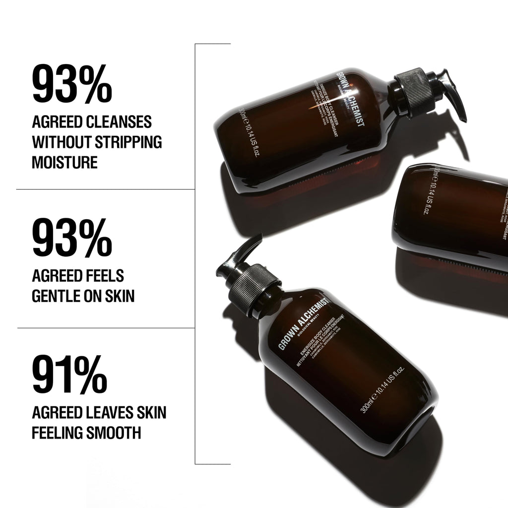 Grown Alchemist Energize Body Cleanser, Chamomile, Bergamot & Rose Gentle Bodywash. Hydrates and Cleanses Skin (300 ml).