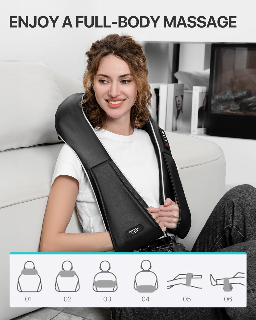 Shiatsu Back Neck Massager with Heat, Alljoy Electric Deep Tissue 3D Kneading Pillow Massege for Pain Relief & Relax Muscles, Comfort Use at Home Office (Black)