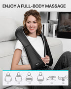 Shiatsu Back Neck Massager with Heat, Alljoy Electric Deep Tissue 3D Kneading Pillow Massege for Pain Relief & Relax Muscles, Comfort Use at Home Office (Black)