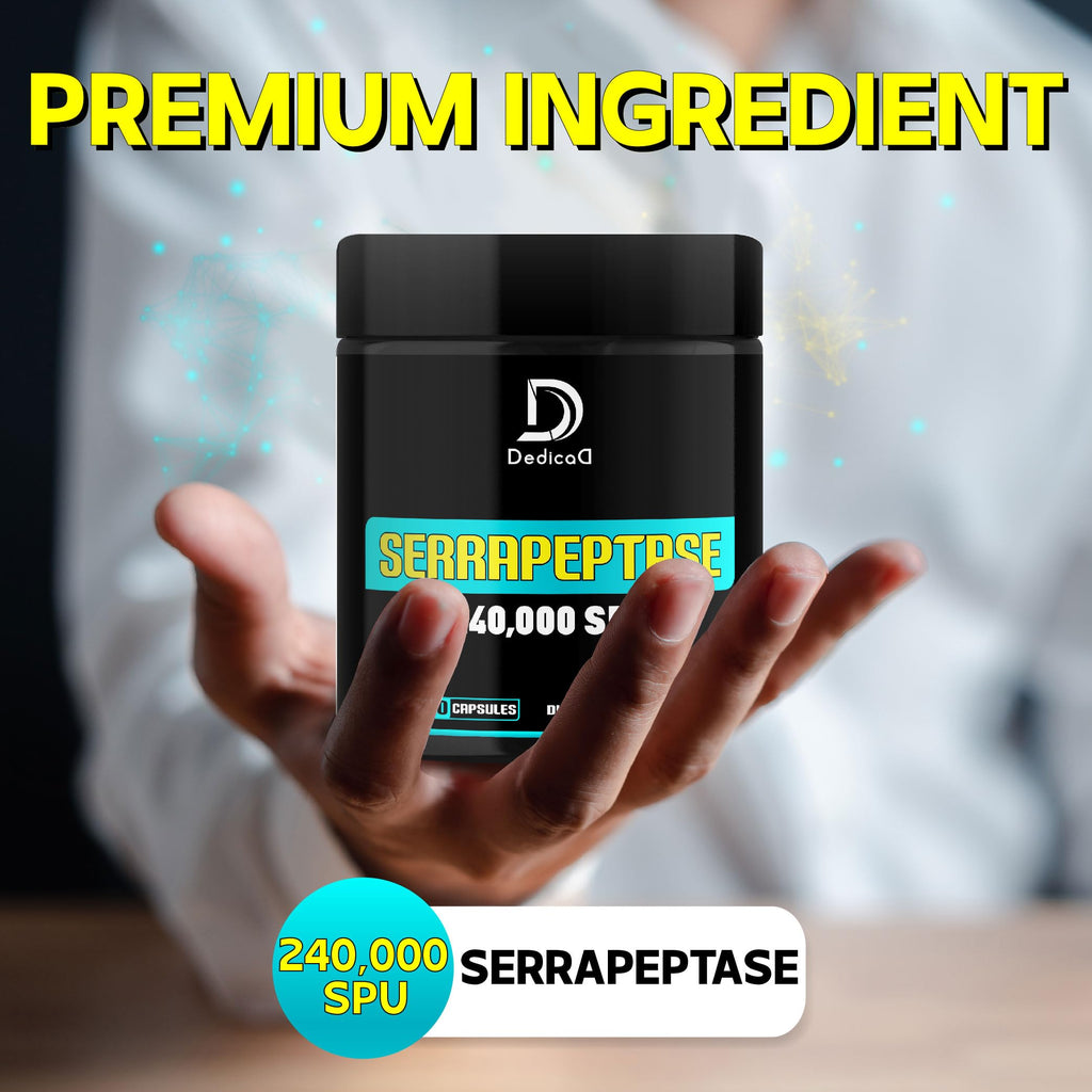 DEDICAD Serrapeptase Supplement 240,000 SPU - 150 Capsules for Smooth Breathing, Heart Health & Immune System Support - 75-Serving Supply