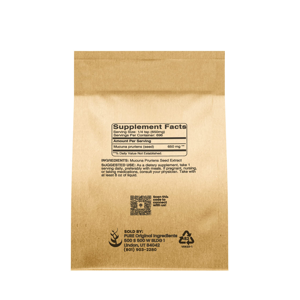 PURE ORIGINAL INGREDIENTS Mucuna Pruiens (1lb) Pure and Natural, Non-GMO, Gluten-Free