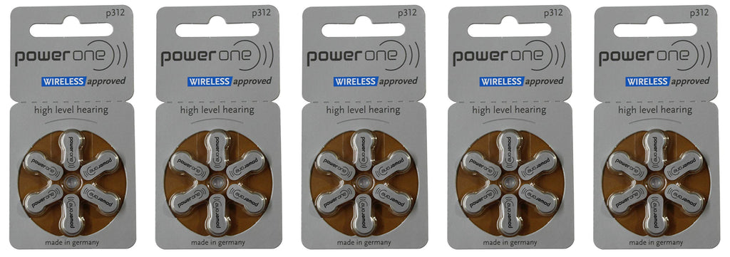 PowerOne Size 312 Hearing Aid Batteries - 30 count