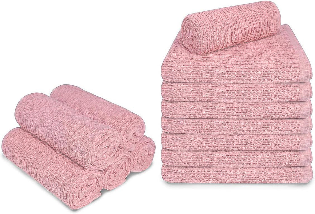 Softolle Bar Mop Towels, Pack of 12-16x19 Inches - 100% Cotton Super Absorbent Towels, Multi-Purpose for Home and Bar Cleaning (Pink)