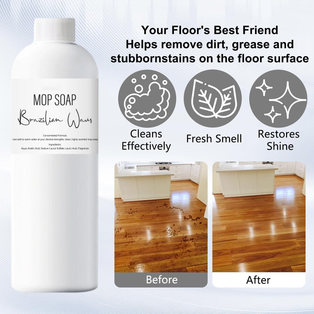 Brazilian Waves Mop Soap,New Mop Soap for Floor Cleaning, Multisurface Bathroom & Kitchen Cleaner Supplies (120ML)