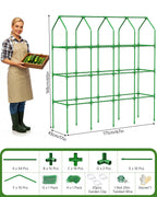 Cucumber Trellis for Climbing Plants Outdoor, A-Shape Garden Trellis for Raised Bed, Metal Plant Trellis with Garden Netting for Flower Vegetables, Pea, Grape ((67 * 17 * 65inch(L*W*H), Trellis)