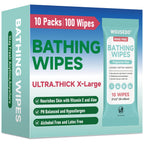 100 XL Bathing Wipes No Rinse for Adults, Shower Wipe - Extra Thick & Large Body Cleansing Wipe for Elderly, Men & Women, Soft & Gentle Disposable Bath Wipes for Travel, Camping