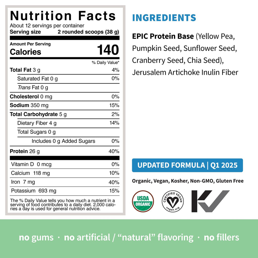 Plant Based Protein & Superfoods Powder, Original, Unflavored | Organic Protein Powder, Vegan, Non Dairy, Non-GMO, Gluten Free, Sugar Free, Perfect Keto Drink Mix (1 lb)