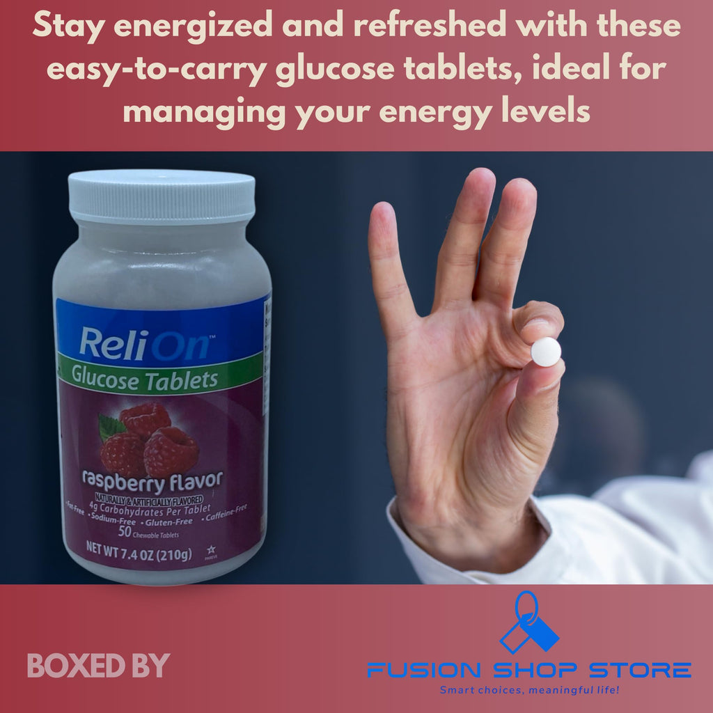 Glucose Tablets Raspberry Flavor, 50 ct (Pack of 2), Boxed by Fusion Shop Store