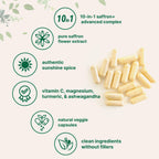 Micro Ingredients Saffron+ Advanced Supplements, 60 Veggie Capsules – 10-in-1 with Saffron Extract, High Absorption Fat-Soluble Vitamin C, Magnesium, Turmeric & KSM-66 Ashwagandha – Filler Free