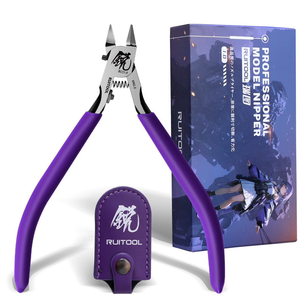 RUITOOL Model Nippers,Gundam Model Tools for Beginners to Repair and Fix Plastic Models, Ultra-thin Single-edged Non-slip Grip,4.7 Inch Sharp Cutters for Gunpla Model Building