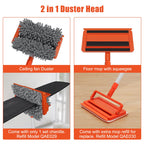 Qaestfy Ceiling Fan Cleaner Duster with 62.5‘’ Extendable Long Handle Ceiling Fan Blade Cleaning Tool, Reusable Chenille & Microfiber Mop Head for Dusting Ceiling Fan Baseboard Wall Floor