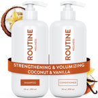 Routine Wellness Shampoo & Conditioner Set - Strengthening & Volumizing for Thinning Hair - Promotes Full, Voluminous, Healthy Hair - Coconut & Vanilla (Pack of 2)