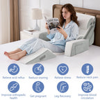 Paxato 9PCS Wedge Pillow Set for After Surgery Recovery, Adjustable Memory Foam Neck Pillow, Foam Leg Pillow, Relieves Neck, Leg Pain, Sleep Apnea, and Functions as a Reading Pillow, Gray