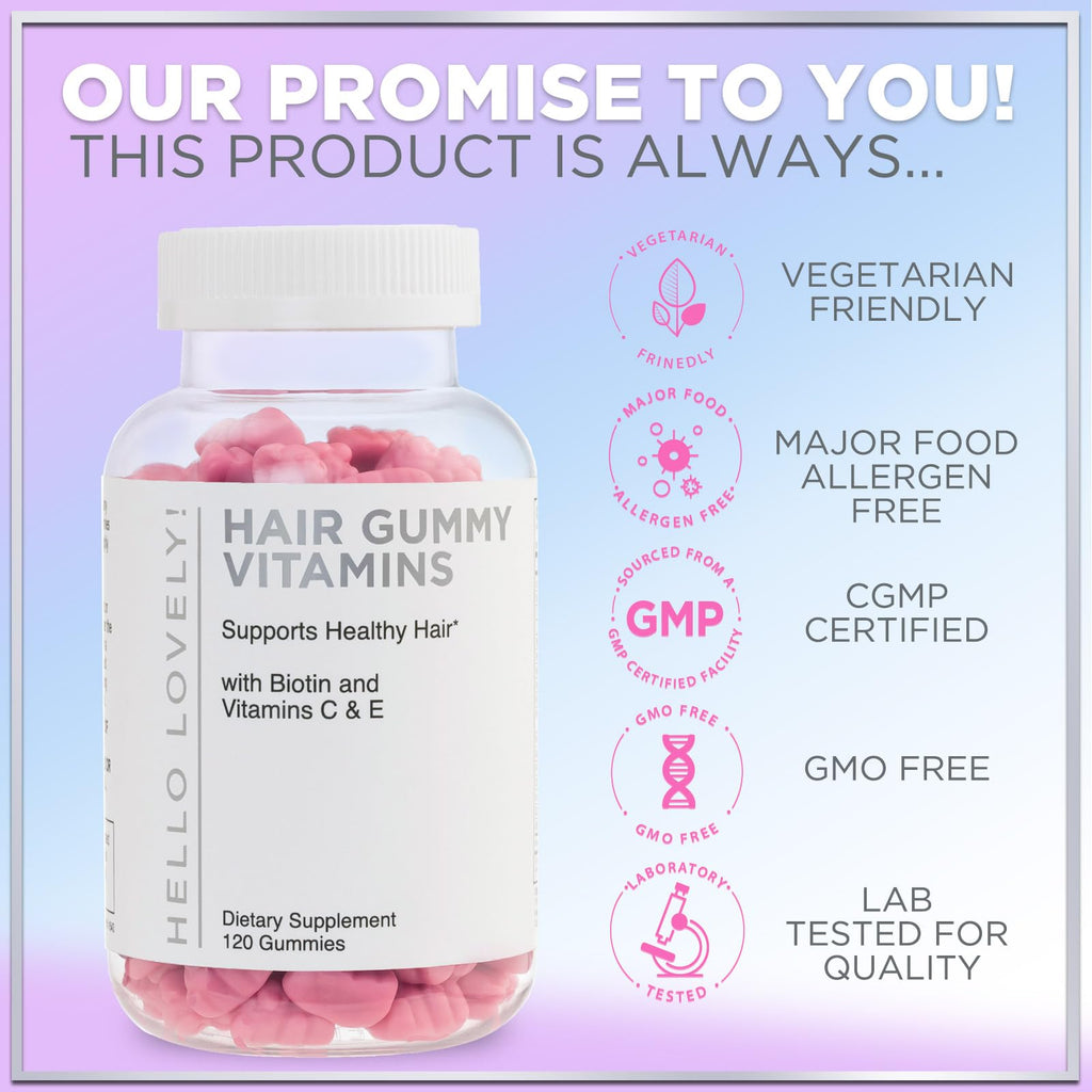 Hair Vitamins Gummies for Women for Hair Growth - with Biotin 5000 mcg, Vitamin E, C, & Zinc - Best Gummy Vitamin Supplement - Supports Faster Hair Growth & Stronger Nails, Berry Flavor - 120 Gummies