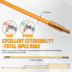 KOOTANS 22FT Fiberglass Electrical Wire Running Kit Wire Fishing Tools Fish Tape Wire Puller Through Wall Cable Snake Fish Rods Kit with Different Attachments