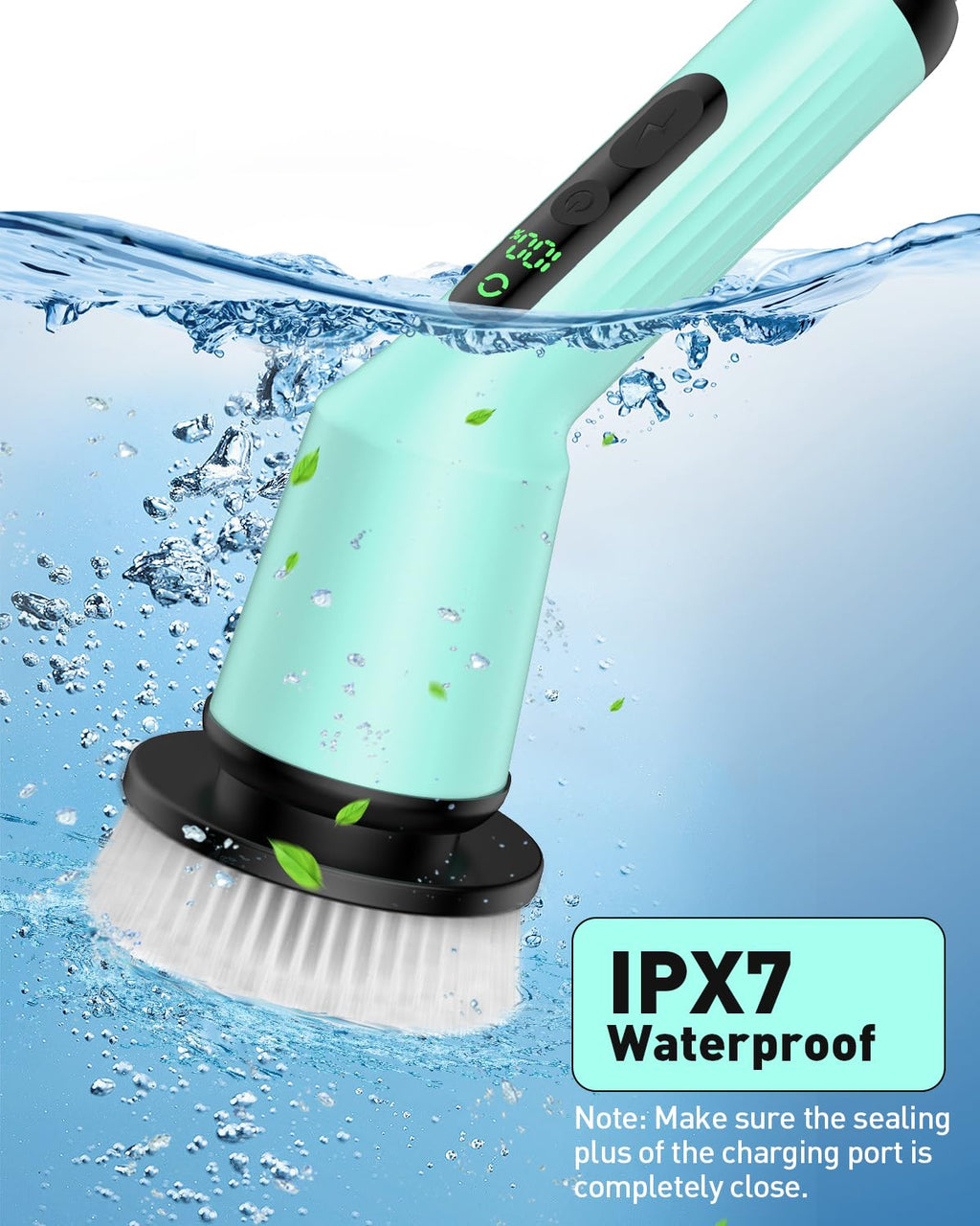 Shower Scrubber with Long Handle, Electric Scrubber for Cleaning Bathroom