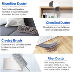 Muxun Dusters for Cleaning - 9Pcs Feather Duster Extendable Pole Up to 100'', Microfibre Feather Duster Bendable Washable Long Duster for Cleaning Ceiling Chandelier High Ceiling Furniture
