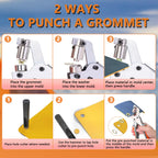 ZAPSIFOU Grommet Tool Kit with 300 Sets 3/8 Inch Grommets, Heavy Duty Grommet Kit with Storage Bag, Grommets Pucher with Hole Punch and Eyelets, Eyelet Pliers Kit for Tarp, Fabric, Banner, Canvas