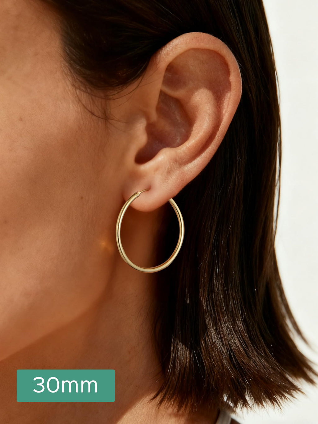 ChicSilver 14k Gold Plated Silver Hoop Earrings for Women 14k Real Gold Plated Sterling Silver Hoop Earrings for Women Hypoallergenic Small Silver Earring 30MM