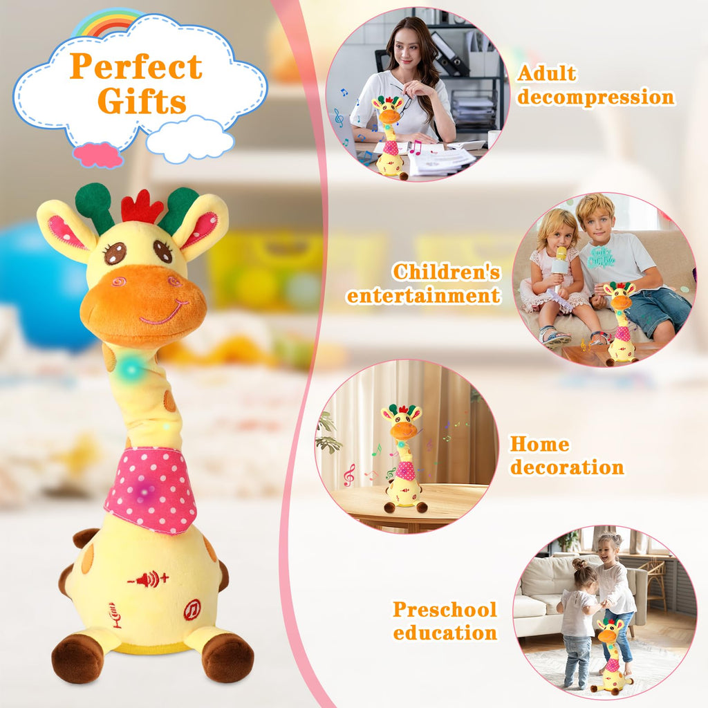 LLUKEME Dancing Talking Giraffe Toy, Singing Giraffe Baby Toys for Kids