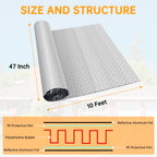 Reflective Foil Insulation, Double Reflective Bubble Insulation Sheet, Aluminum Foil Bubble Shield, Radiant Barrier Roll for RV Windows Weatherproofing (47''x 10Ft)