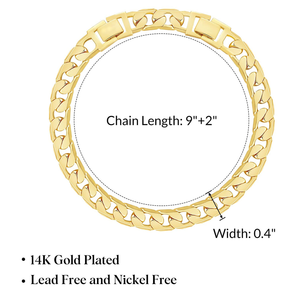 KissYan Gold Ankle Bracelets for Women, 14K Gold Plated Cuban Anklets (08G)