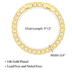 KissYan Gold Ankle Bracelets for Women, 14K Gold Plated Cuban Anklets (08G)