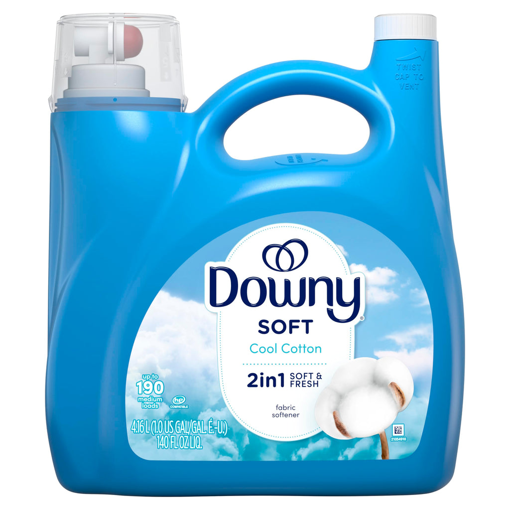 Downy Soft, 2 in 1 Soft and Fresh Liquid Fabric Softener, Cool Cotton, 140 fl oz, 190 Loads, Fabric Conditioner Liquid provides softness and freshness for fabrics
