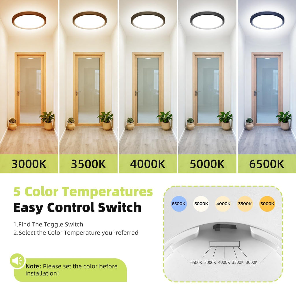 hepside LED Flush Mount Ceiling Light, 15Inch 30W LED Ceiling Lights Fixture,5 Color Temperatures in One,Ultra-Thin Flush Mount Light Fixture for Closet Bathroom Hallway Bedroom Laundry