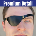 Black Leather Eye Patch with Adjustable Band - Comfortable Medical Eye Patch for Left or Right Eye, Suitable for Eyeglass Wearers