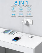 Australia Plug Adapter 2 Pack, HANYCONY New Zealand Power Adapter with 4 Outlets 4 USB (2 USB C), Type I Travel Adapter for US to Australian Argentina AU China Fiji Samoa Tonga Kiribati