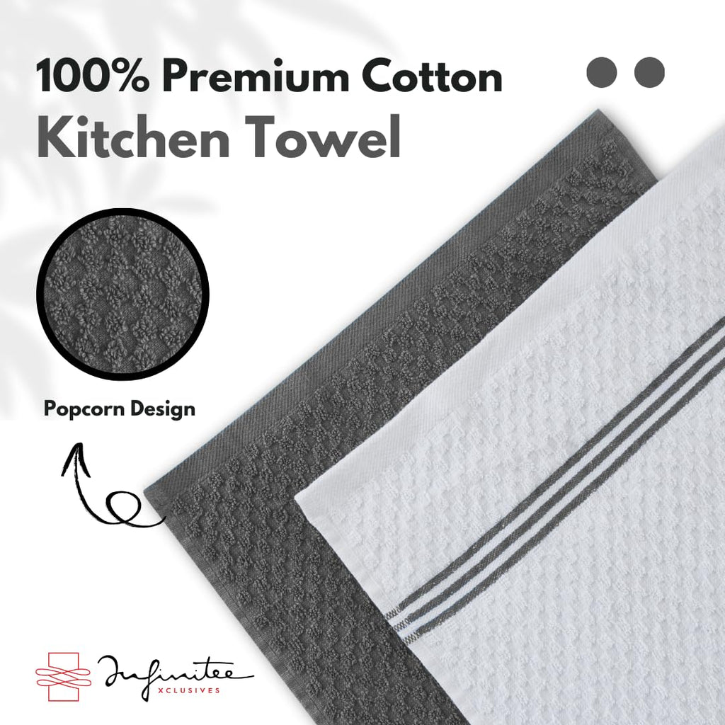 Infinitee Xclusives Kitchen Towels - 6 Pack - Cotton Dish Towel |15" x 25"|