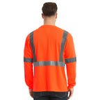 ProtectX 3-Pack Men's High Visibility Heavy Duty Long Sleeve Reflective Safety T-Shirts for Construction, Class 2-3 Type R, Orange Long Solid Medium