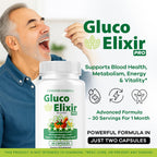 GlucoElixir Pro Capsules - Official GlucoElixir Pro Blood Health Support Advanced Formula Pills - Maximum Strength, Natural Vitamins for Overall Health & Wellness, 60 Capsules for 1 Month