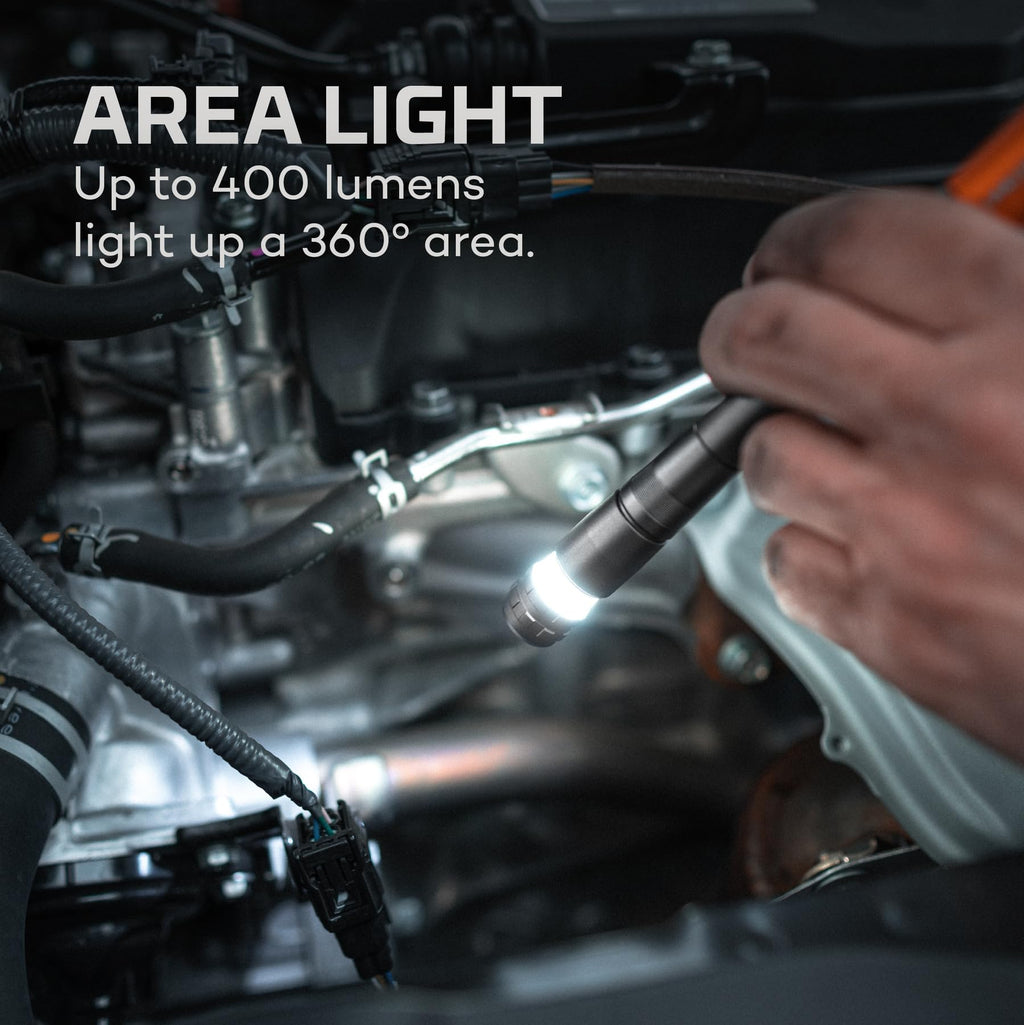 NEBO Inspector 500+ Flex Pen Light | 500 Lumens, 8 Light Modes, Rechargeable LED Flashlight & 360 Degree Area Lighting, Magnetic Base, IPX7 Waterproof, Pocket Size for EDC, Includes USB Charging Cable
