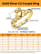 Bestyle Gold Claddagh Rings for Women Hypoallergenic Sterling Silver Women Gold Rings, Irish Infinity Love Ring Promise Ring for Her, Dainty Silver Gold Rings for Women