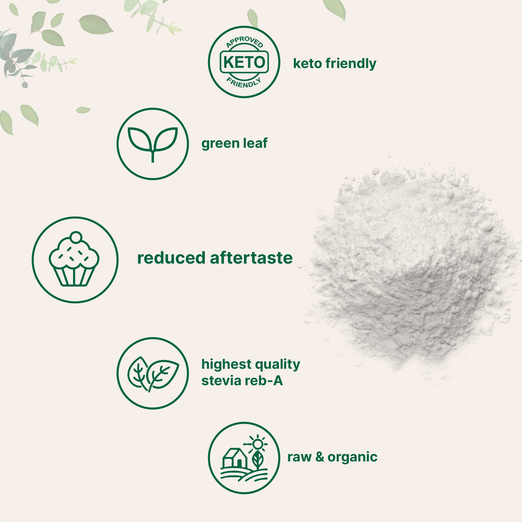 Micro Ingredients Pure Organic Stevia Powder, 4 Ounces, 706 Serving, Highest Grade Stevia Green Leaf Extract Reb-A, Reduced Bitter Aftertaste, 0 Calorie, Natural Sweetener, Sugar Alternative, Keto Friendly