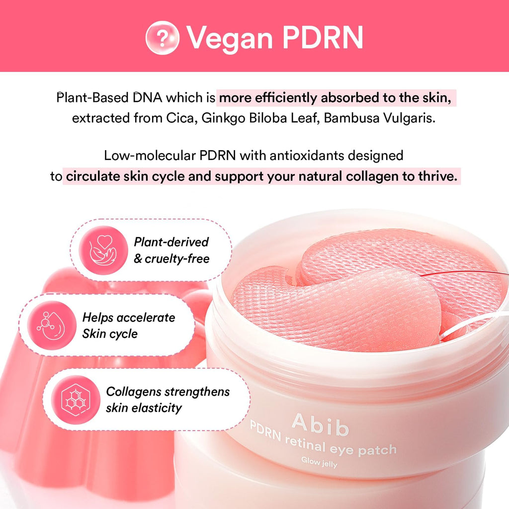 Abib Eye Patch, Hydrogel Masks for Dark Circles, Puffiness, Fine Lines, 60 Patches, 84g, with Niacinamide, K-Beauty Skincare (PDRN Retinal)