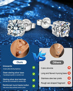NAITIAY Moissanite Stud Earrings for Men,Hypoallergenic 925 Sterling Silver D Color VVS1 Clarity Lab Created Moissanite GRA Certified Suitable for Women Valentine's Day,Mother's Day of All Ages to Wear