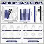 Wovnet Hearing Amplifier Cleaning Tools, Compatible with Audien Hearing Aid Kit Includes 6 Sizes Silicone Dome, Cleaning Brush with Screwdriver Wax Guards Filter and Carrying Case(11 Pcs)